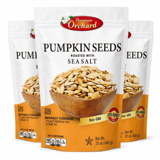 Sea Salt Pumpkin Seeds, Three Bags · 3 × 15 oz